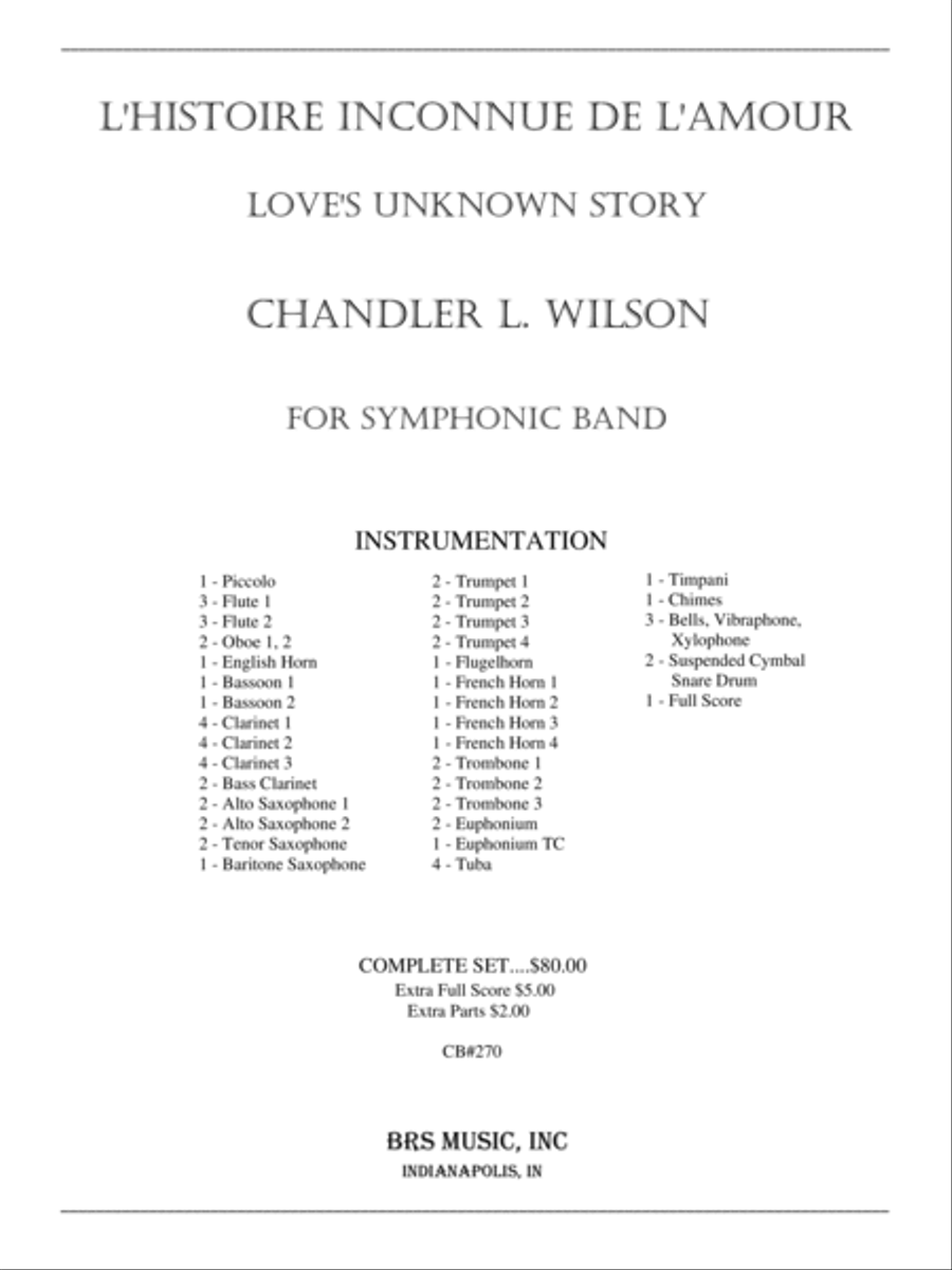L'Histoire Inconnue De L'amour Concert Band scores gallery preview page 1