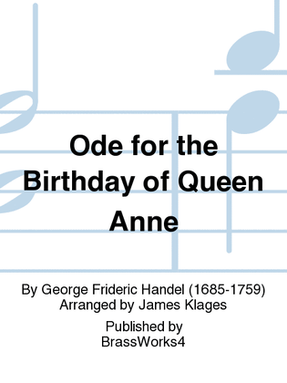 Book cover for Ode for the Birthday of Queen Anne
