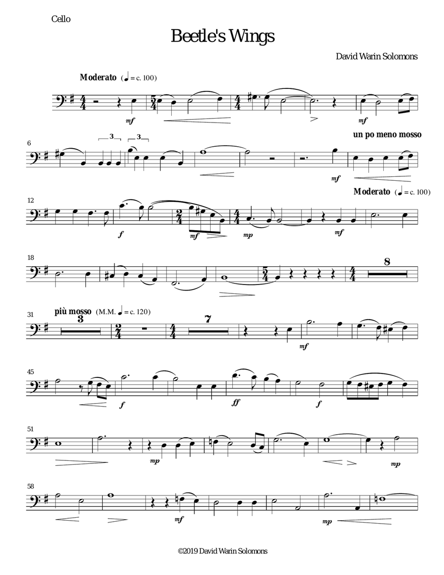 Beetle's Wings for cello and guitar String Duet scores gallery preview page 5