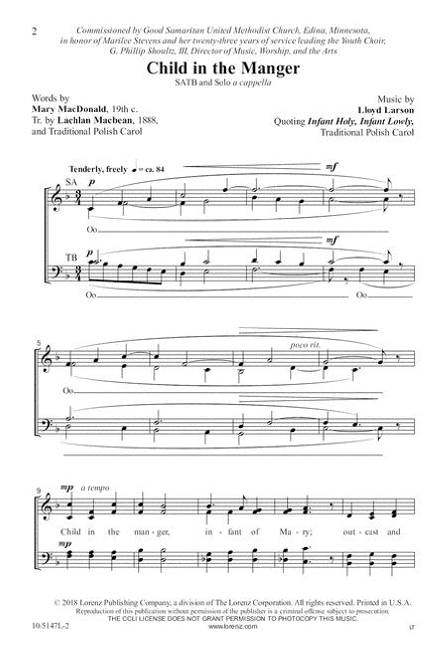 Child in the Manger Child in the Manger 4-Part scores gallery preview page 2