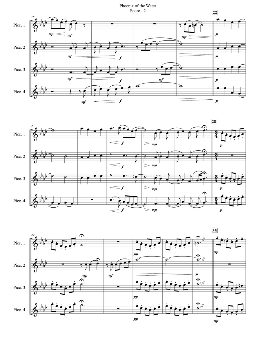 Phoenix of the Water (for Flute Quartet from same or mixed instrumentation) Flute Quartet scores gallery preview page 2