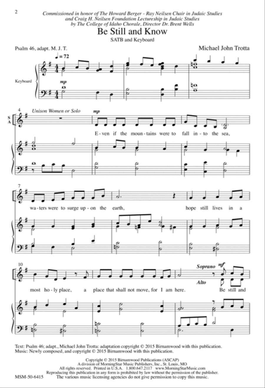 Be Still and Know 4-Part scores gallery preview page 2