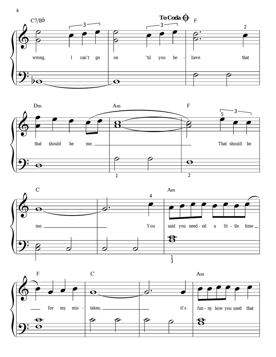 That Should Be Me Easy Piano scores gallery preview page 4