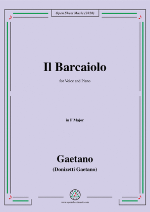 Donizetti-Il Barcaiolo,in F Major,for Voice and Piano