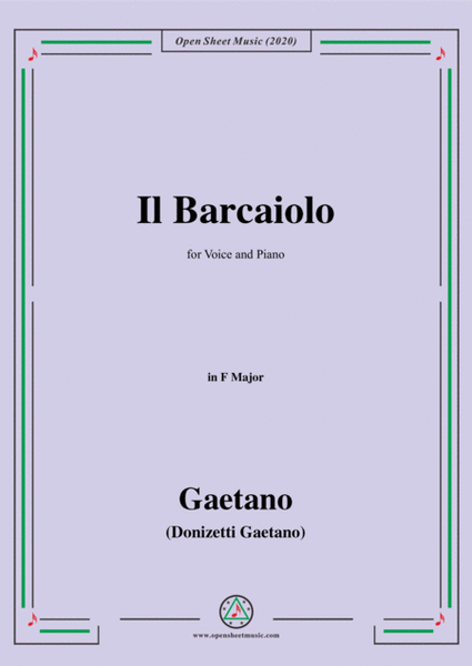 Donizetti-Il Barcaiolo,in F Major,for Voice and Piano
