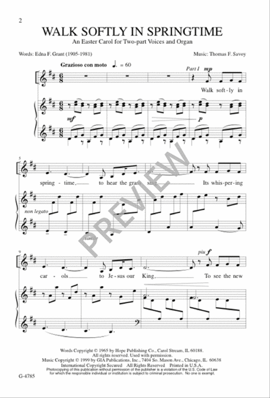 Walk Softly in Springtime 2-Part scores gallery preview page 2