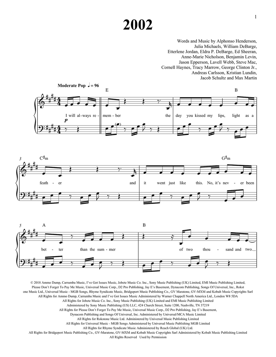 2002 2002 Easy Piano scores gallery preview page 1