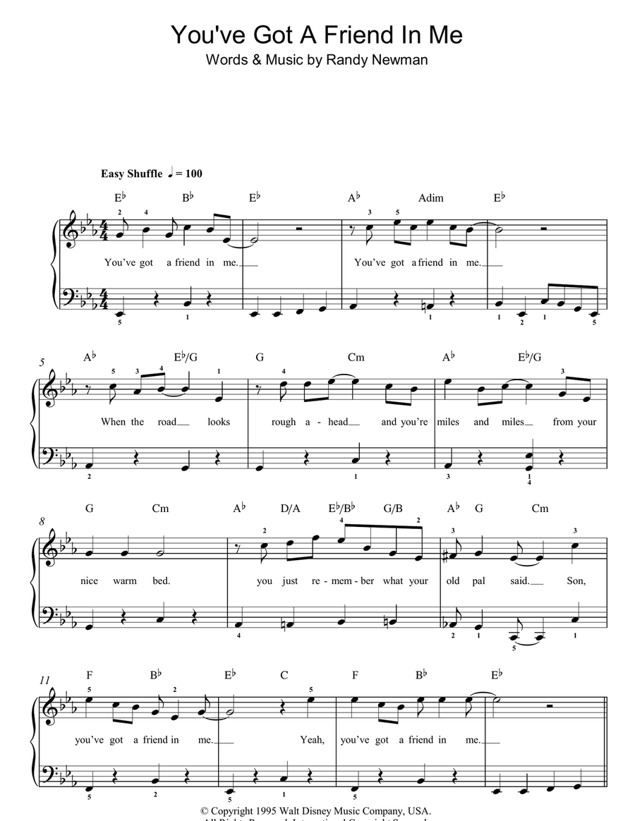 You've Got A Friend In Me (from Toy Story) Easy Piano scores gallery preview page 1
