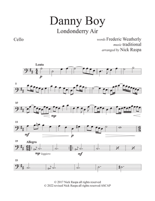 Book cover for Danny Boy for string orchestra (Cello part)