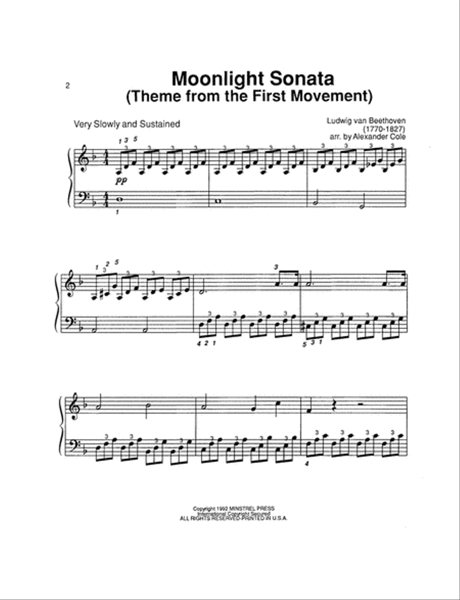 Moonlight Sonata Easy Favorite Piano Solo Easy Piano scores gallery preview page 2