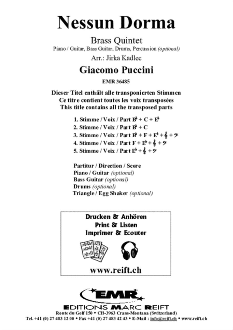 Nessun Dorma Brass Band scores gallery preview page 2