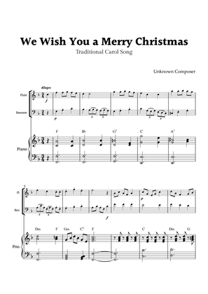 We Wish you a Merry Christmas for Flute and Bassoon Duet with Piano