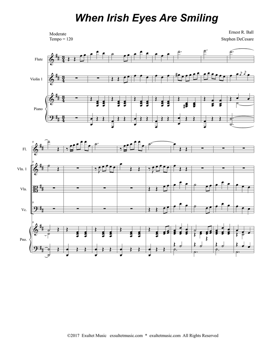 When Irish Eyes Are Smiling (for String Quartet and Piano) String Quartet scores gallery preview page 1