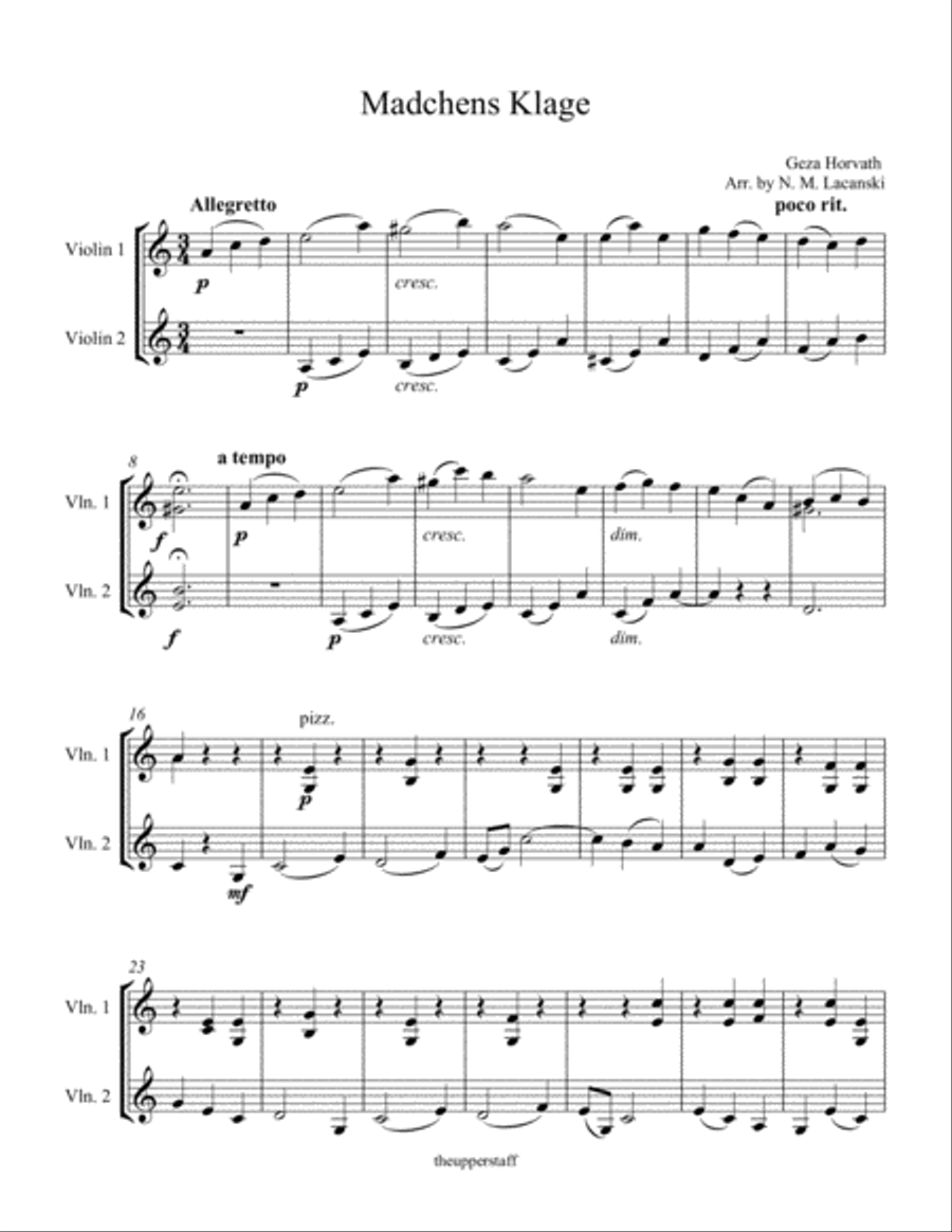 Madchens Klage String Duet scores gallery preview page 1
