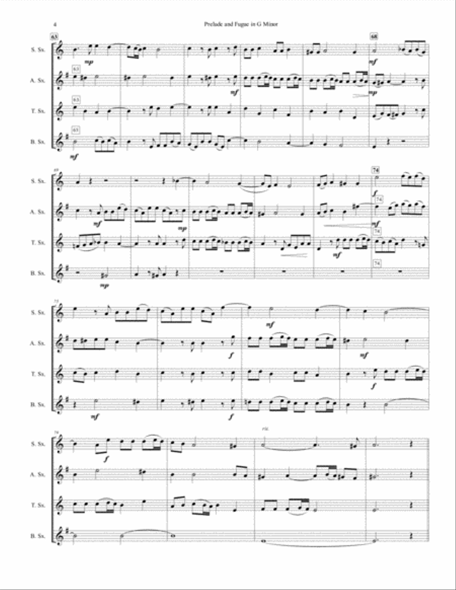 Prelude and Fugue in G Minor Woodwind Quartet scores gallery preview page 4
