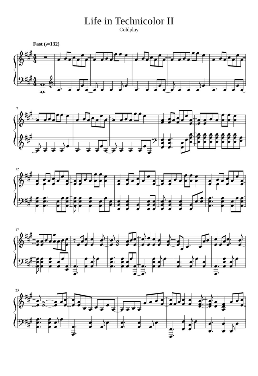 Life In Technicolor Ii Piano Method scores gallery preview page 1