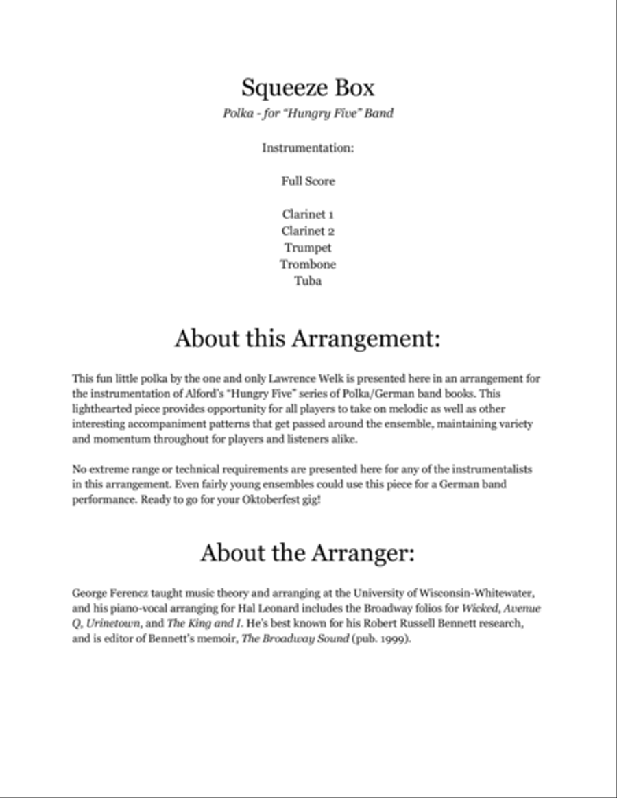 Squeeze Box Polka Clarinet scores gallery preview page 2