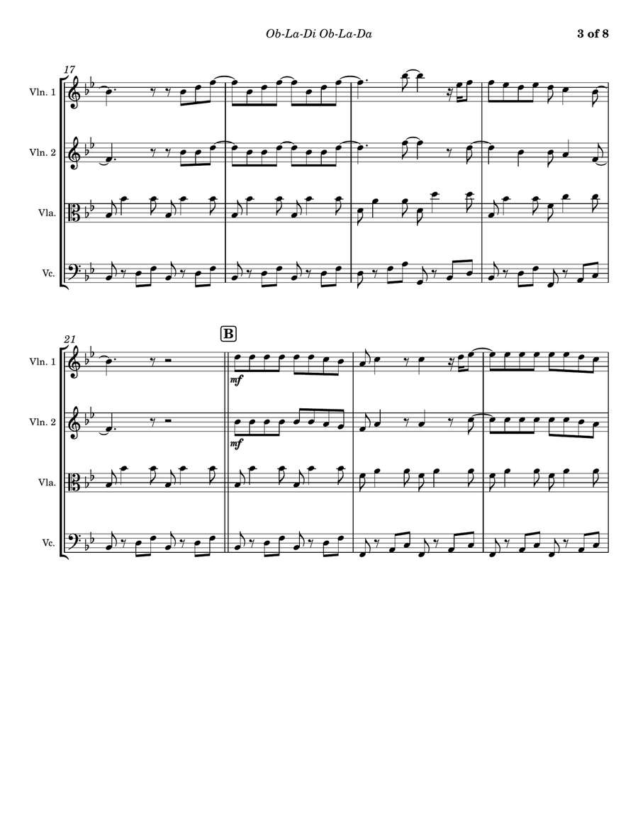 Ob-la-di, Ob-la-da String Quartet scores gallery preview page 3