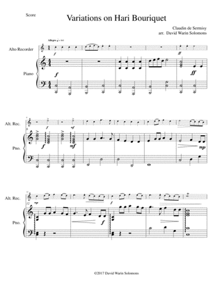 Variations on Hari Bouriquet for alto recorder and piano