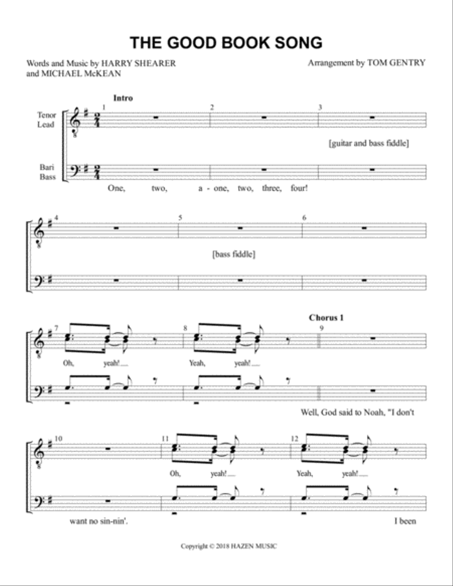 The Good Book Song TTBB scores gallery preview page 1