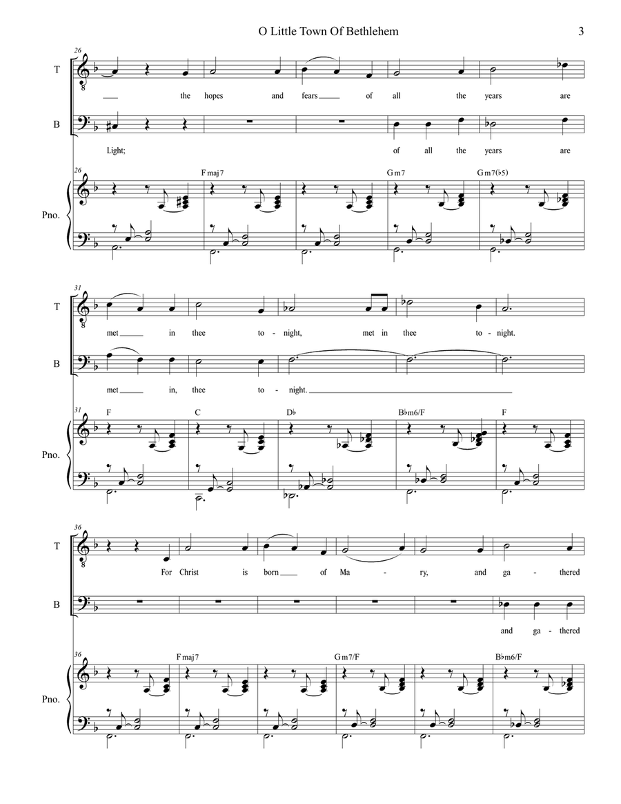 O Little Town Of Bethlehem (for 2-part choir - (TB) TB scores gallery preview page 4