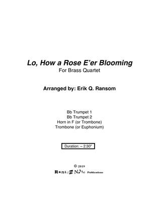 Lo, How a Rose E'er Blooming for Brass Quartet