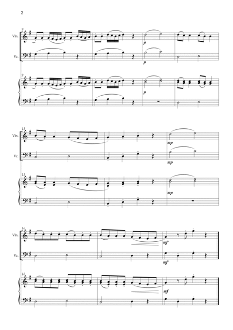 Serenade in G major, K. 525 / Eine kleine Nachtmusik /A Little Night Music - Violin, Cello and piano Piano Trio scores gallery preview page 2