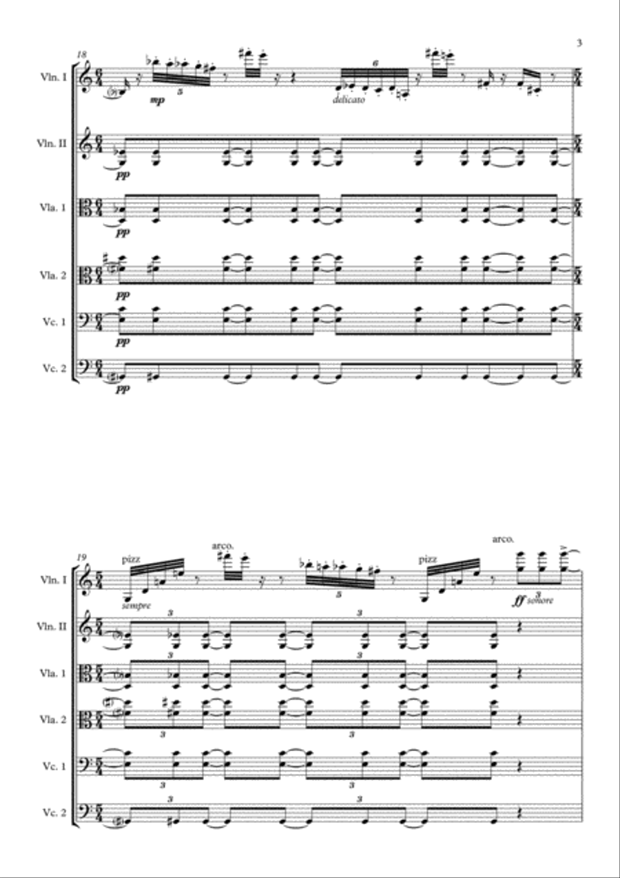 Hexad for String Sextet String Orchestra scores gallery preview page 3