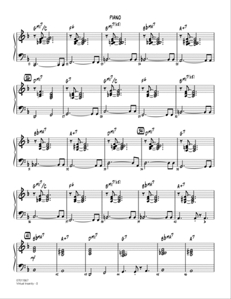 Virtual Insanity - Piano Jazz Ensemble scores gallery preview page 2