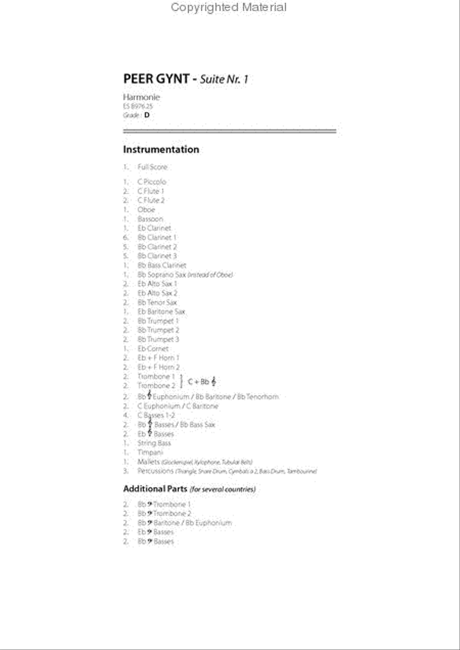 Peer Gynt Suite Nr. 1 Concert Band scores gallery preview page 2