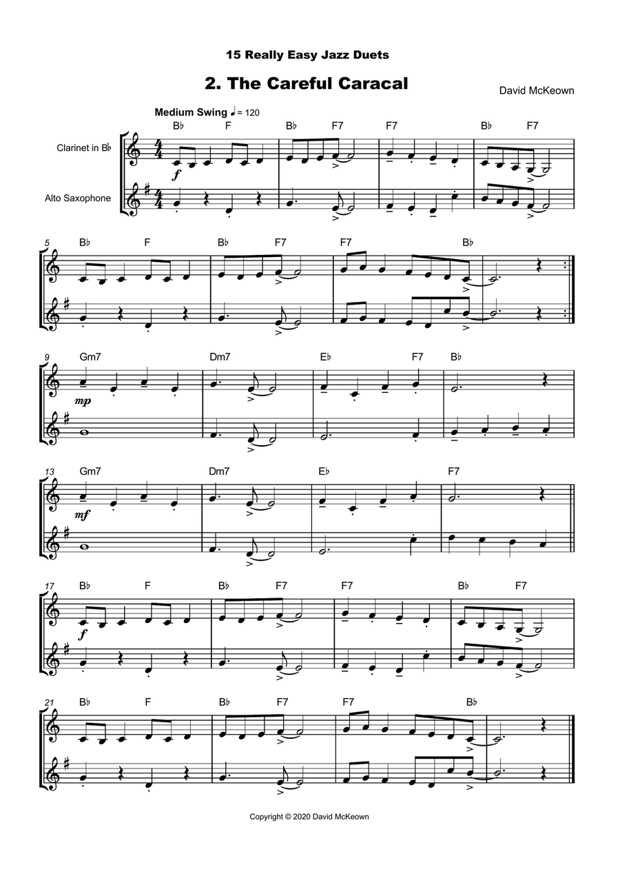 15 Really Easy Jazz Duets for Clarinet and Alto Saxophone Duet