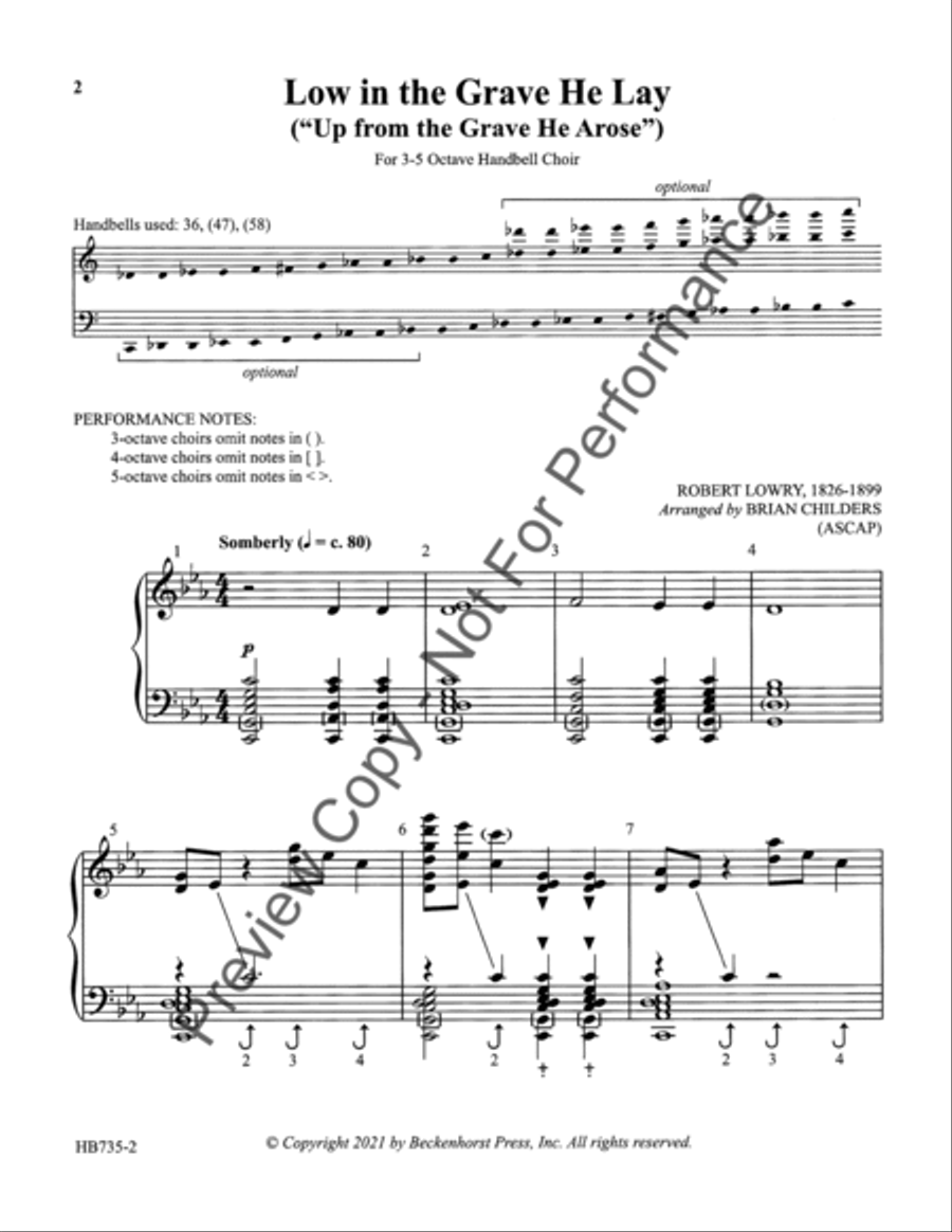 Low in the Grave He Lay (Up from the Grave He Arose) 5-Octaves scores gallery preview page 3
