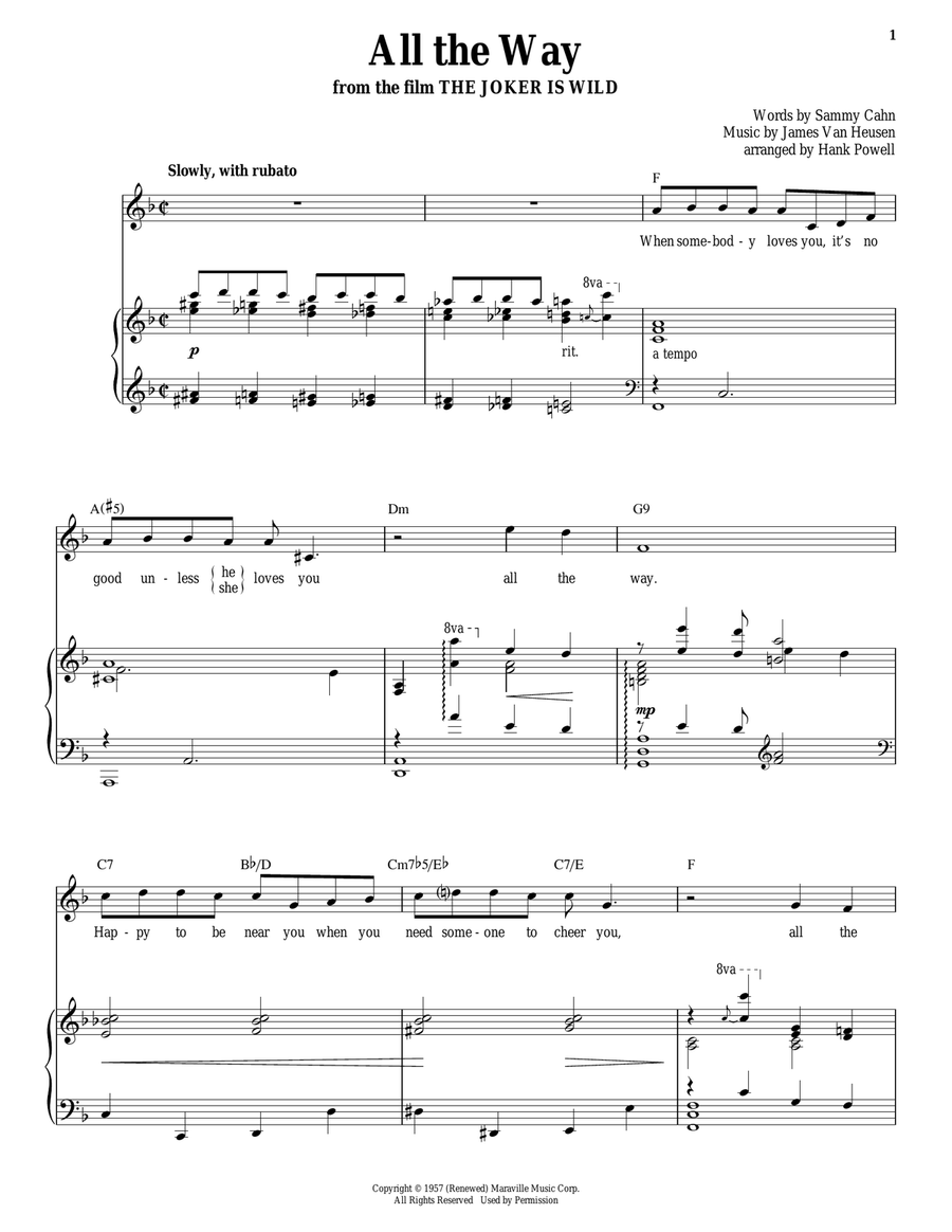 All The Way All The Way Piano, Vocal scores gallery preview page 1