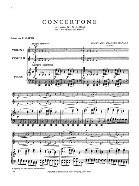 Concertone In C Major, K. 190 (K6. 186E)