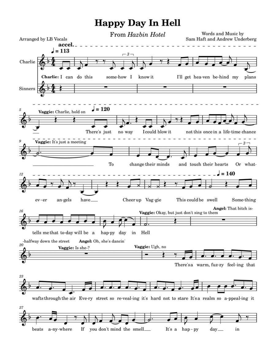 Hazbin Hotel- Happy Day in Hell: Vocal Lines Vocal Duet scores gallery preview page 1