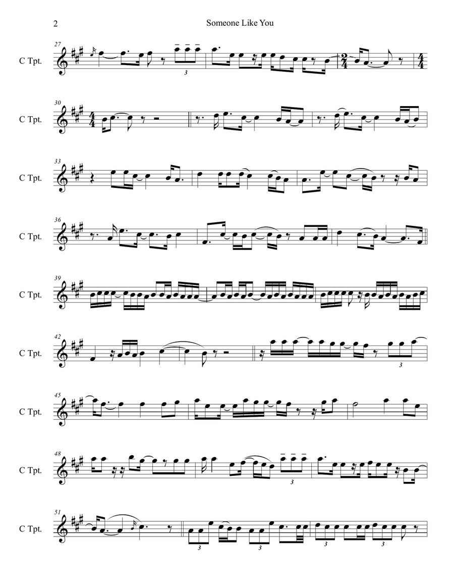 Someone Like You Trumpet Solo scores gallery preview page 2