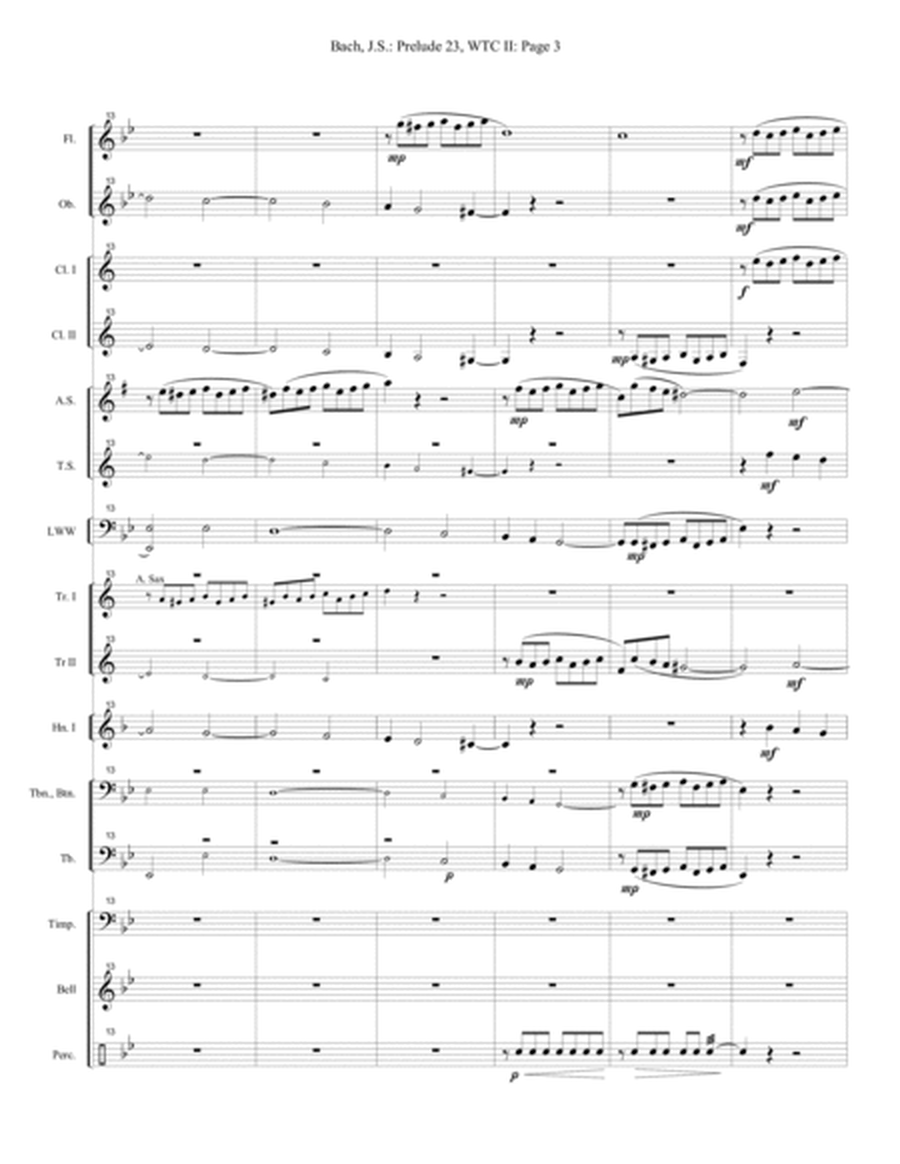 Prelude no. 23, Well-Tempered Clavier, Book II - Extra Score