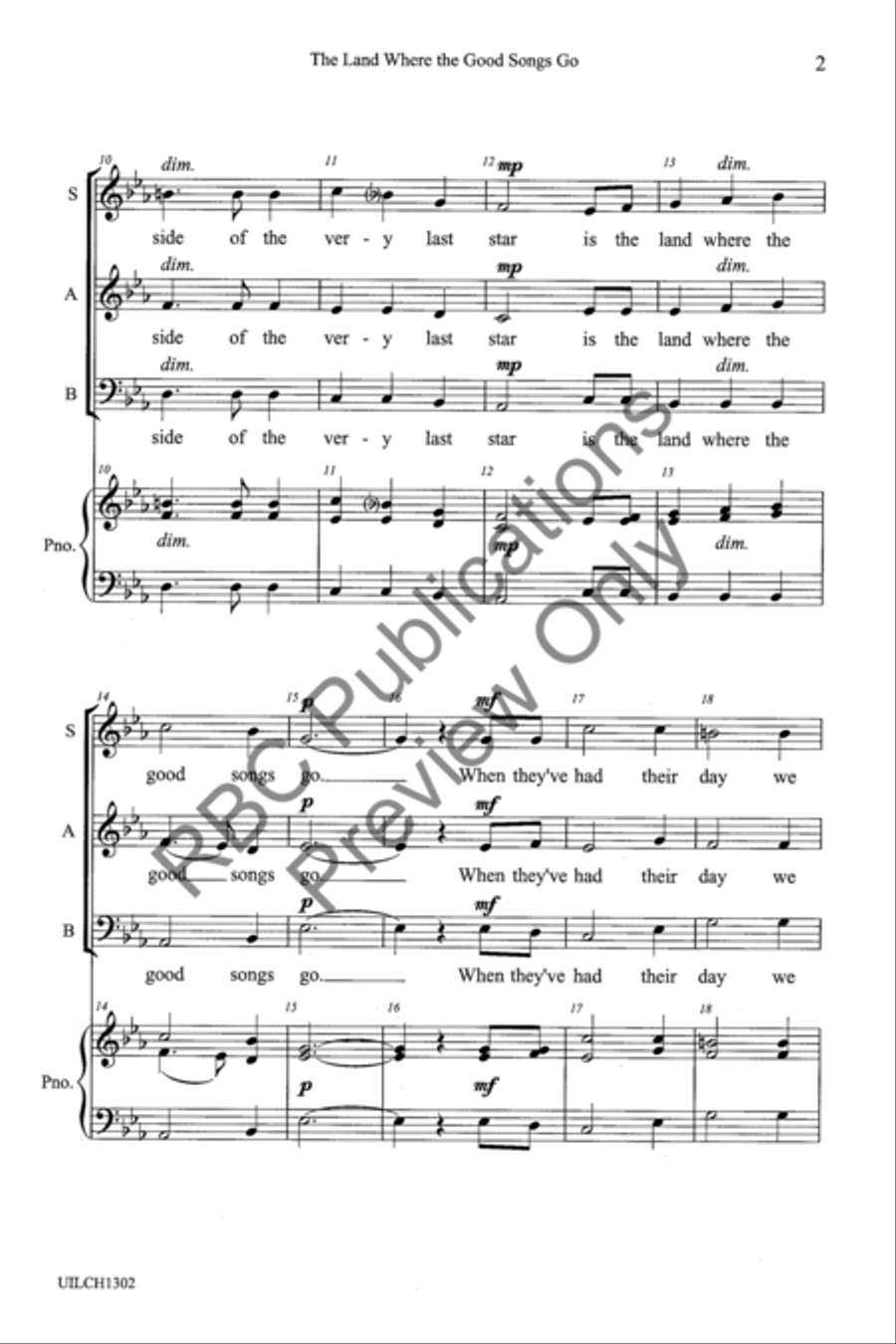 The Land Where The Good Songs Go (SAB) 3-Part scores gallery preview page 4