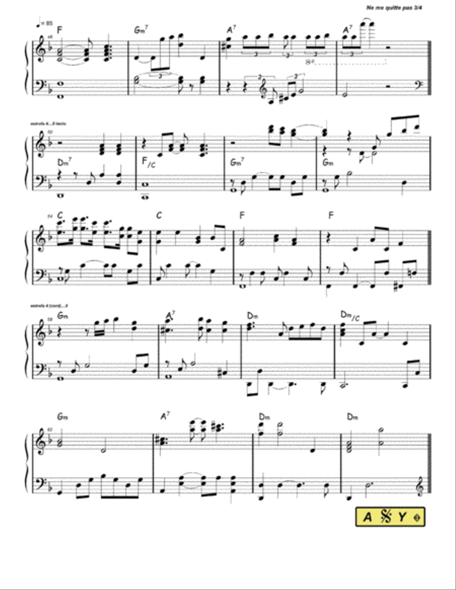 Ne Me Quitte Pas String Duet scores gallery preview page 3