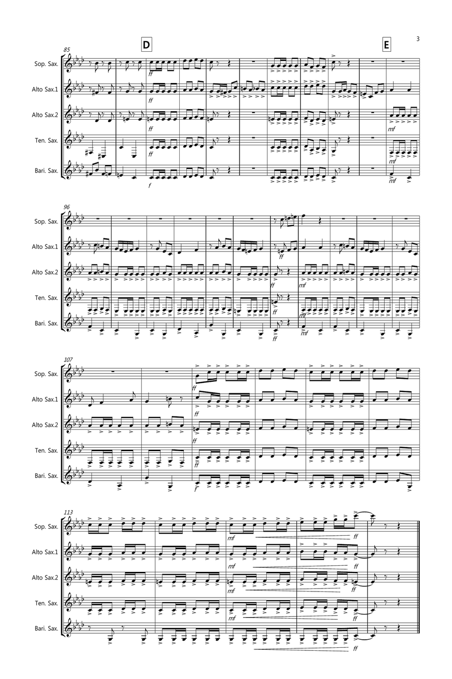 flamenco Fantastico for Saxophone Quintet Saxophone Quintet scores gallery preview page 3