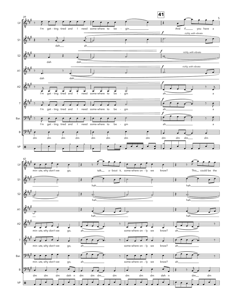Somewhere Only We Know A Cappella scores gallery preview page 5