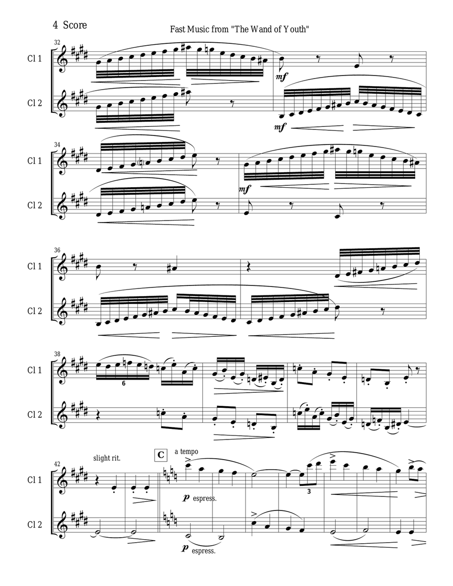 Elgar Scherzino and The Wild Bears for two clarinets Clarinet Duet scores gallery preview page 4