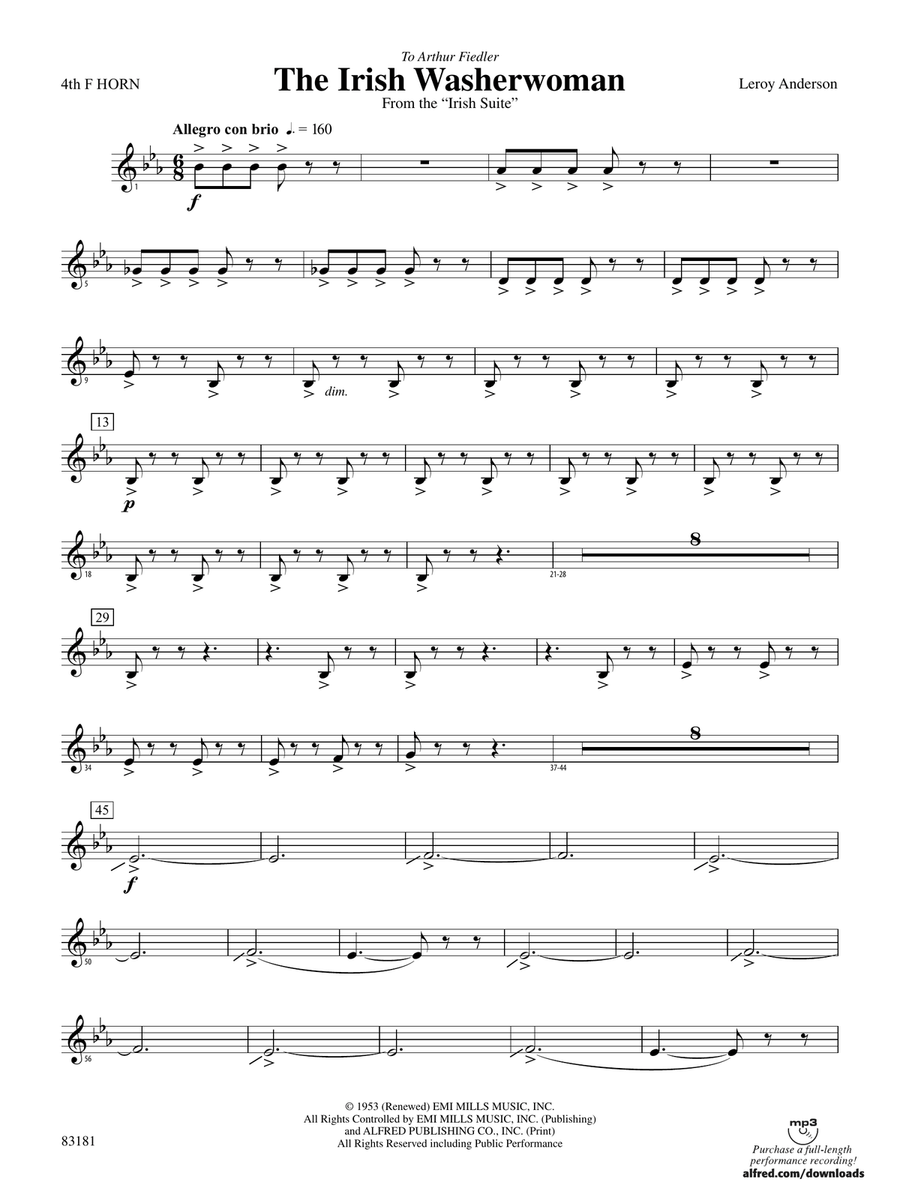 The Irish Washerwoman (from the Irish Suite): 4th F Horn