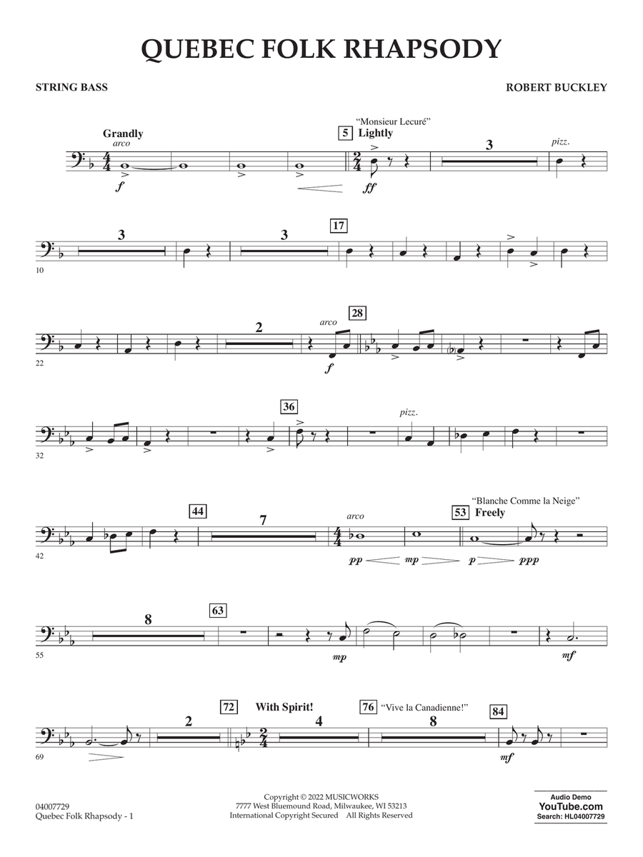 Quebec Folk Rhapsody - String Bass