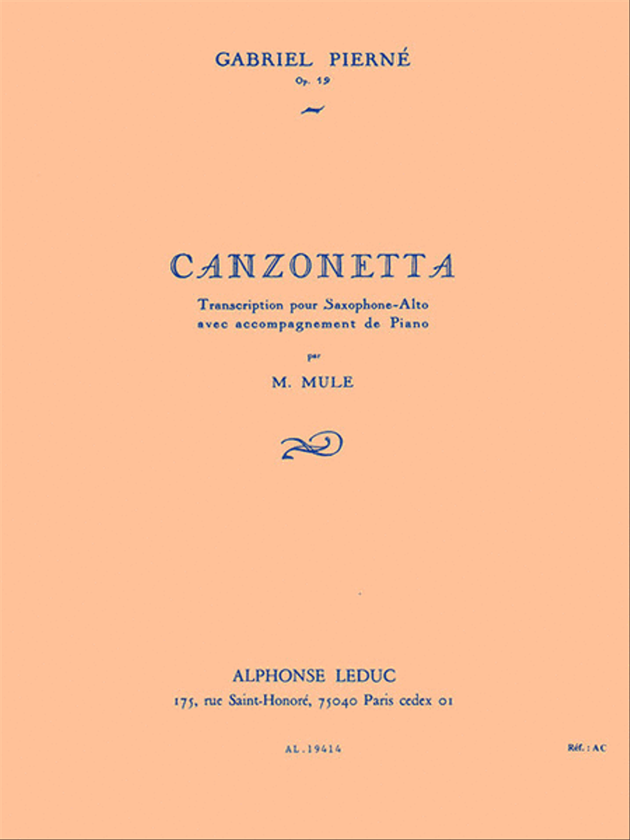 Canzonette, Op. 19 Canzonette, Op. 19 Alto Saxophone scores gallery preview page 1