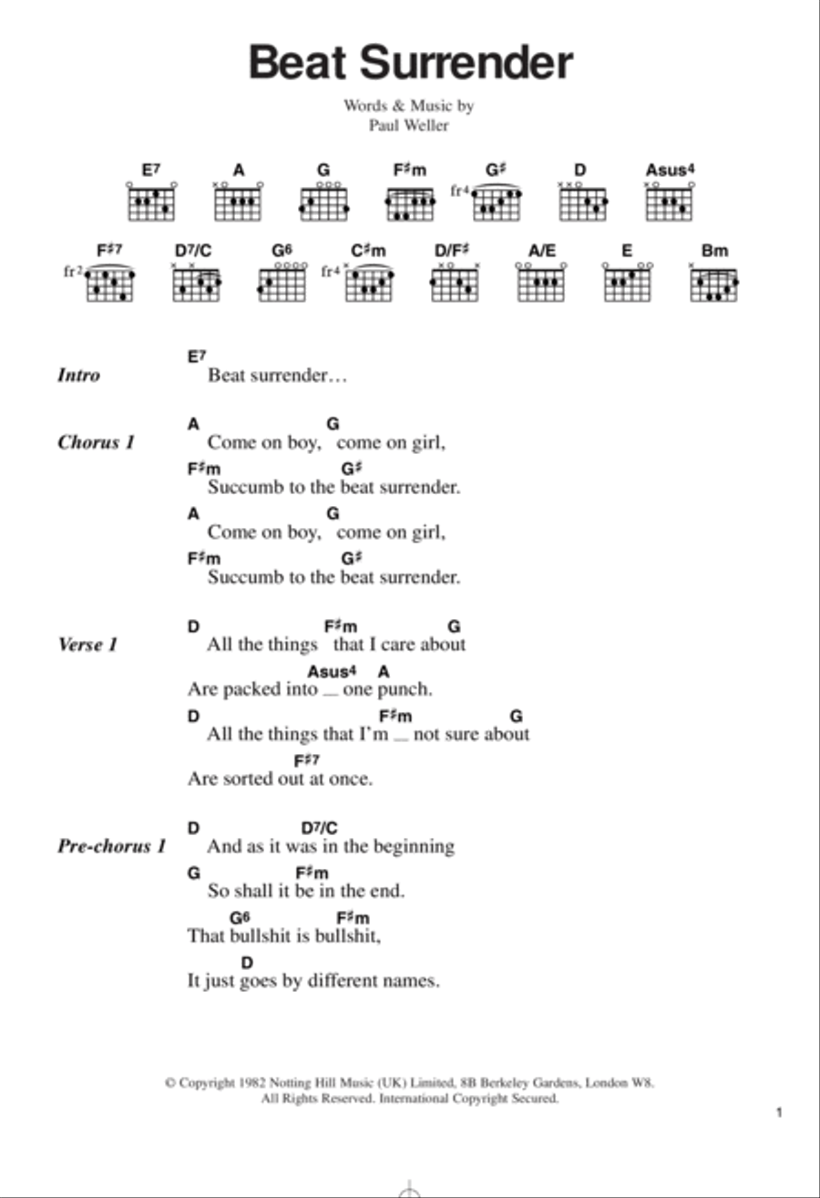 Beat Surrender Electric Guitar scores gallery preview page 1