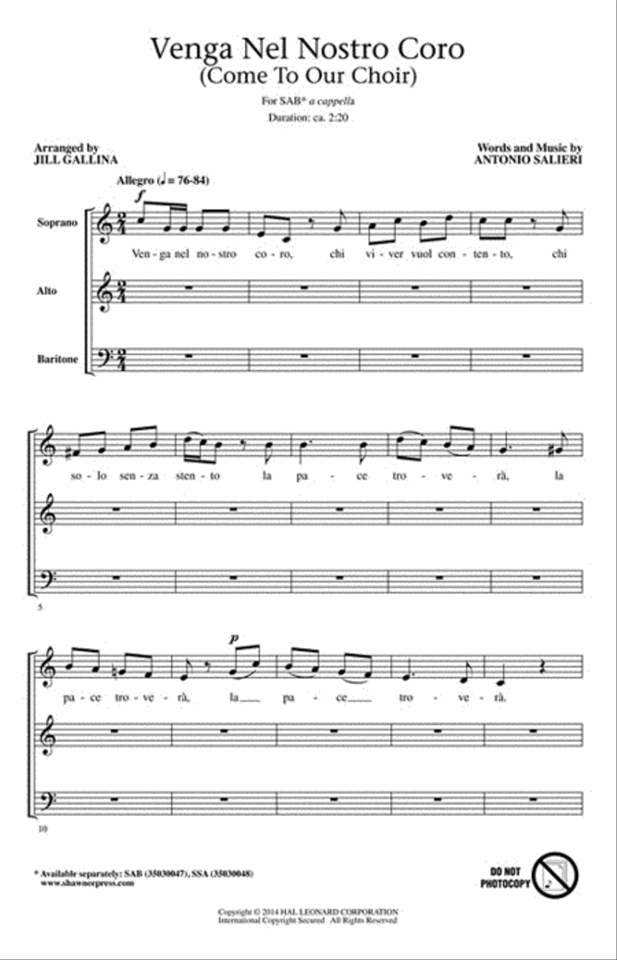 Venga Nel Nostro Coro 3-Part scores gallery preview page 2