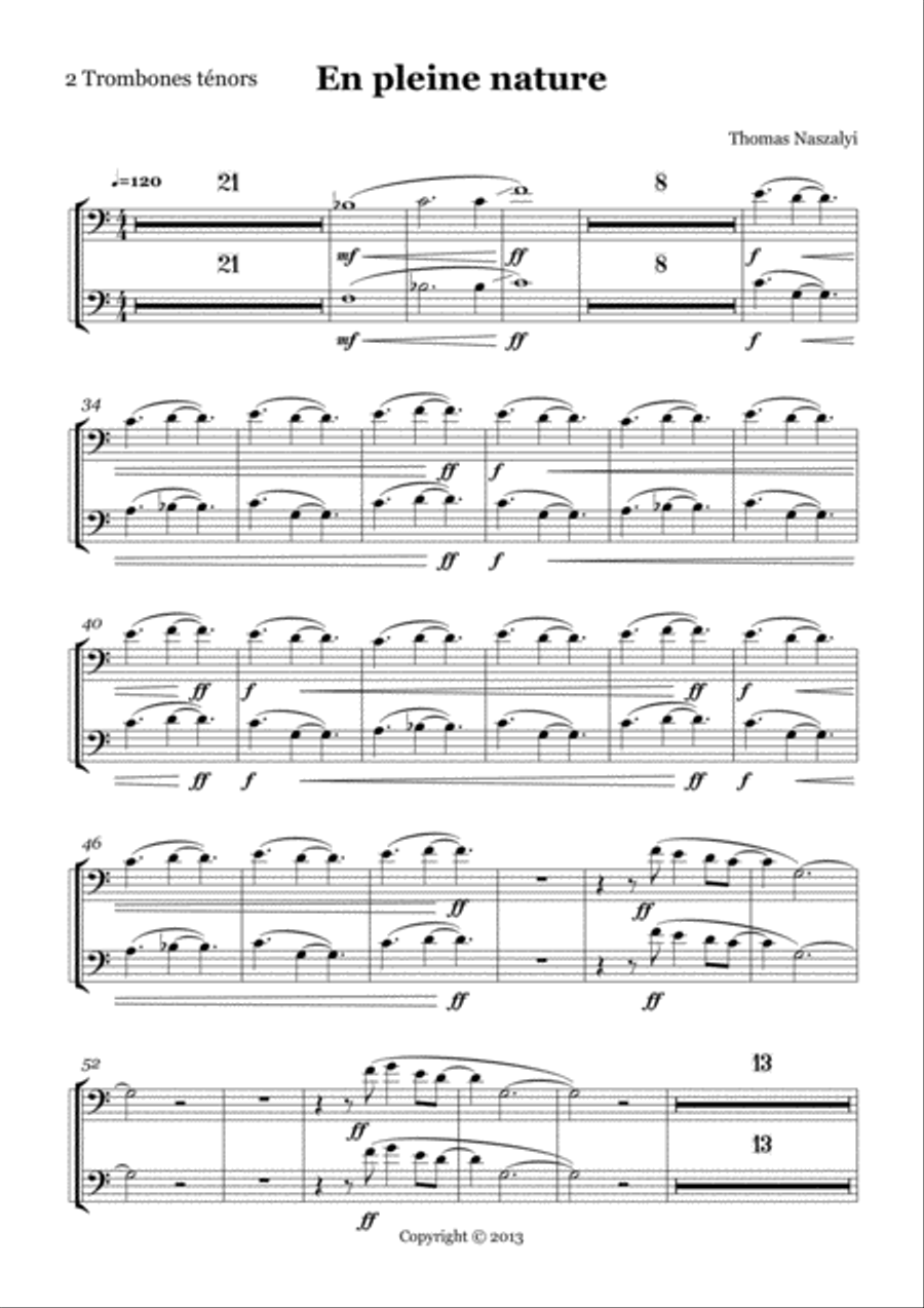 En Pleine Nature/Tenor Trombones PART Trombone Solo scores gallery preview page 1