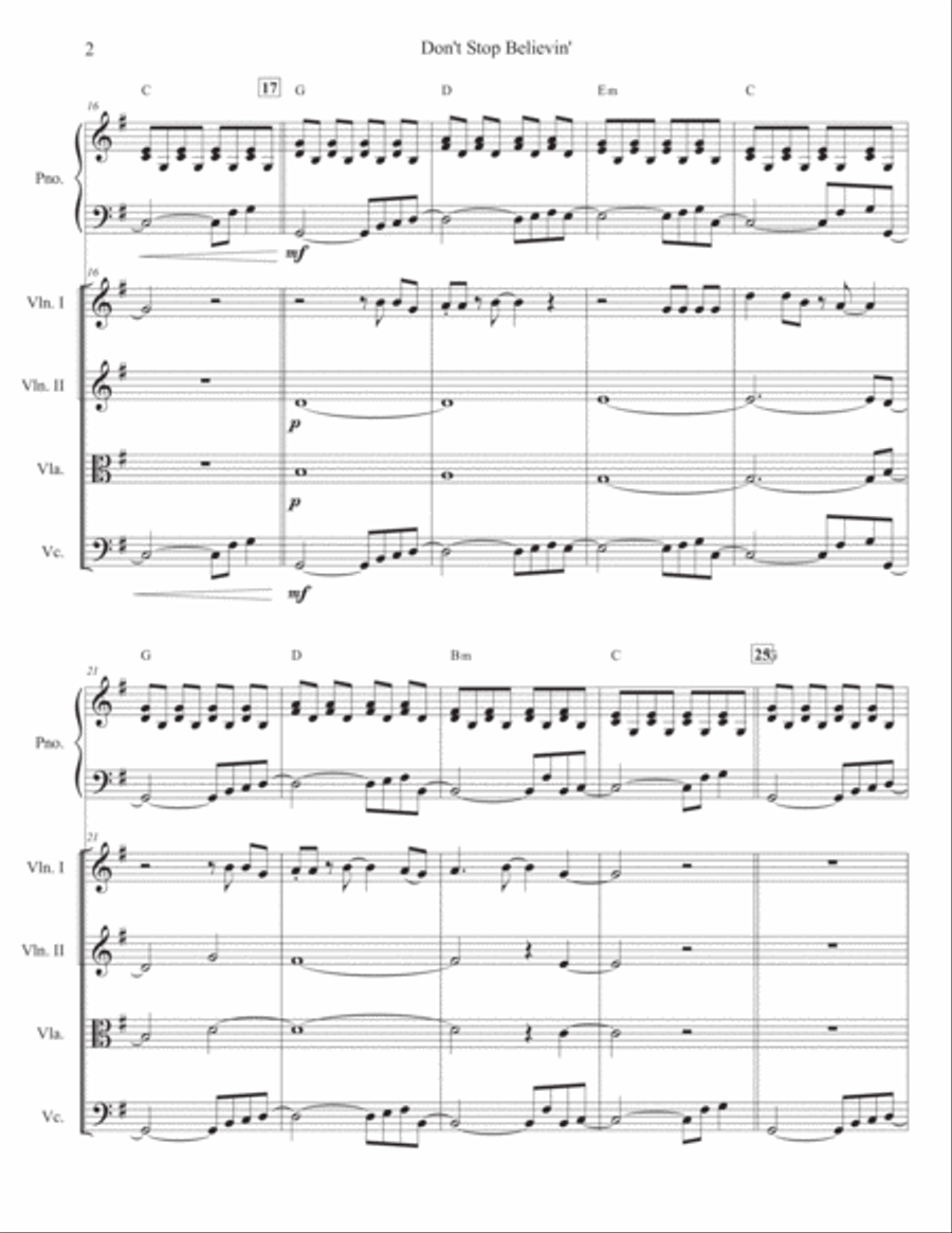 Don't Stop Believin' Piano Quintet scores gallery preview page 2