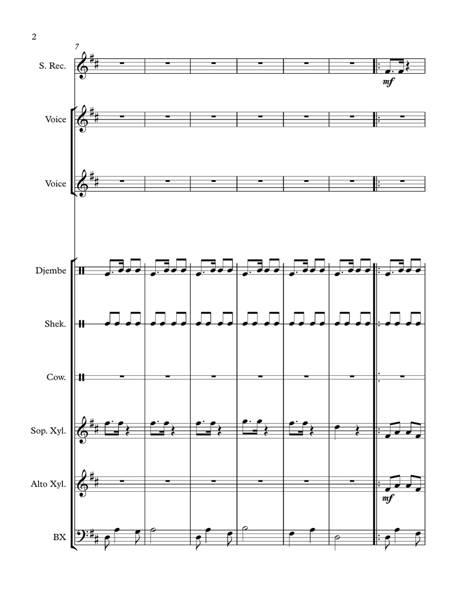 Obwisana (For Orff Ensemble) Large Ensemble scores gallery preview page 2